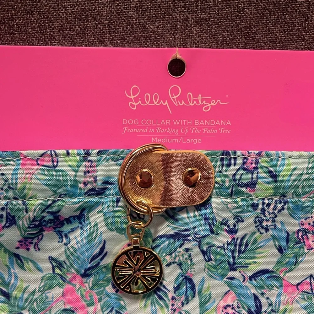 Lilly Pulitzer Barking up the Palm Tree Dog Collar with Bandana